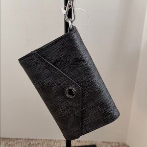 Michael Kors Black Textured iphone Wristlet